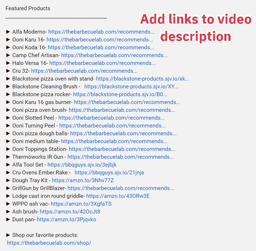 add links to video descriptions