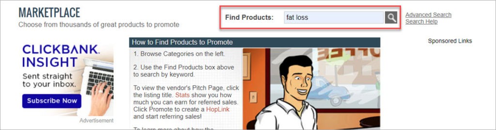 Clickbank Marketplace Search