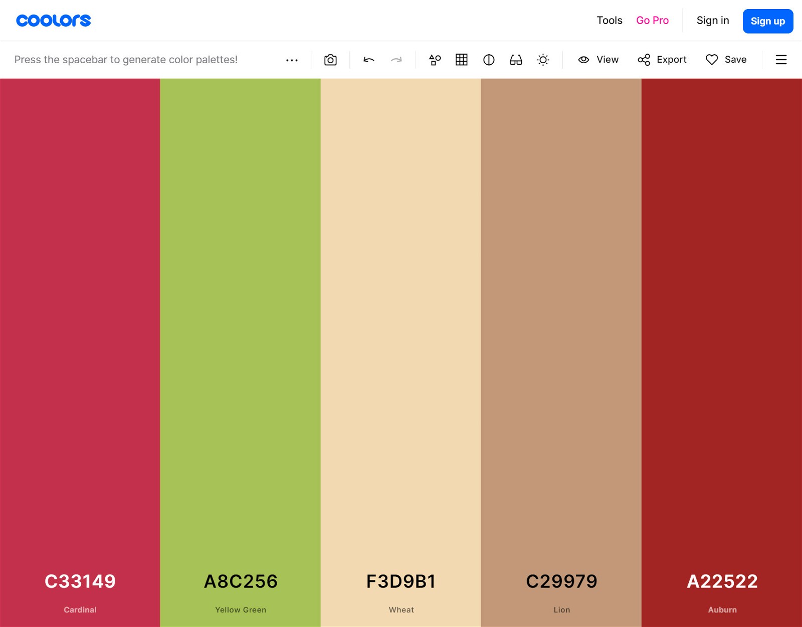 Travel blog color palette