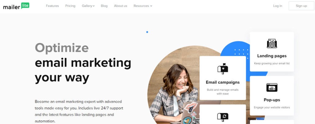 mailerlite homepage