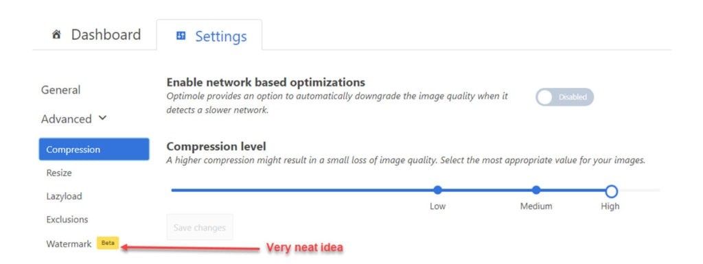 Optimple Compression Settings