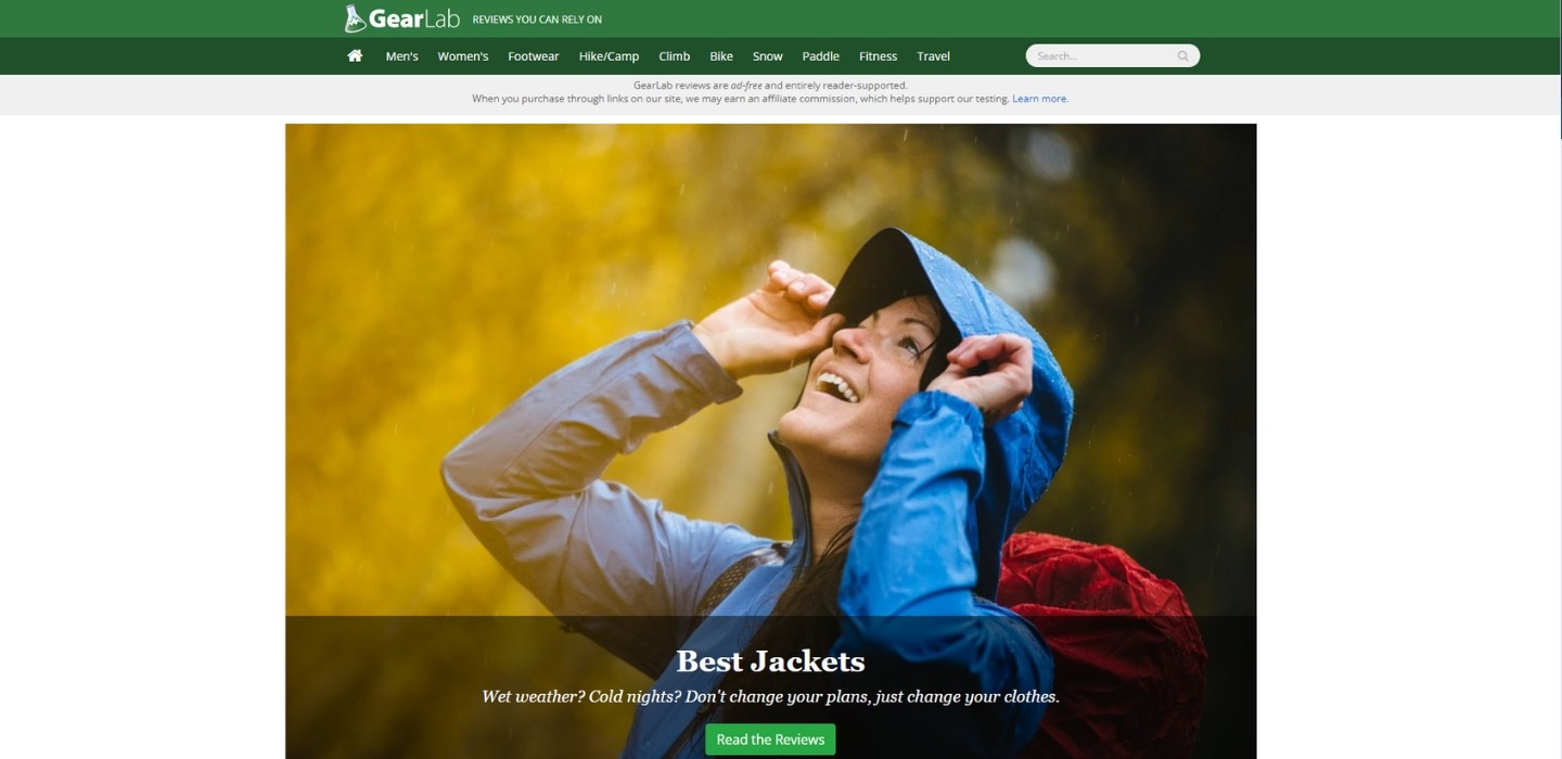 the outdoor gear lab homepage