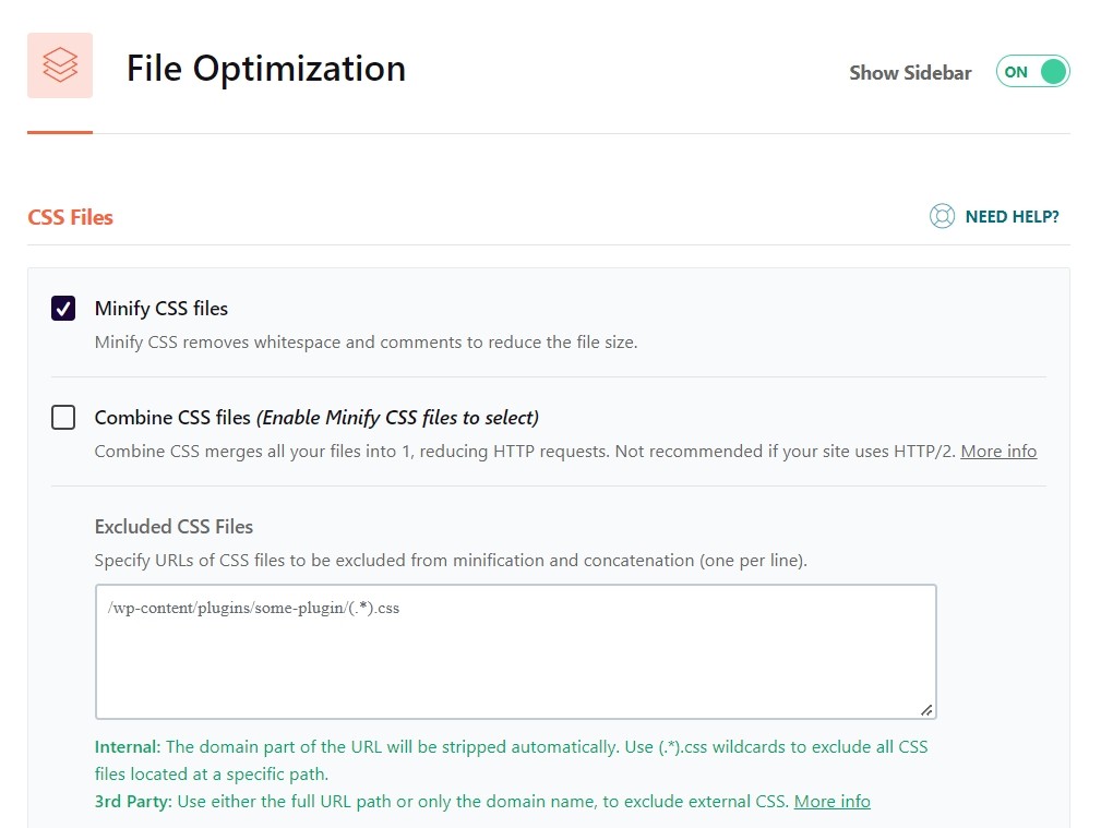 Wp Rocket File Optimization Options