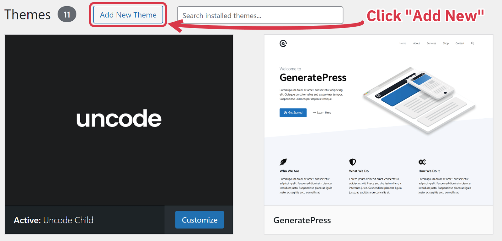 Add new WordPress theme