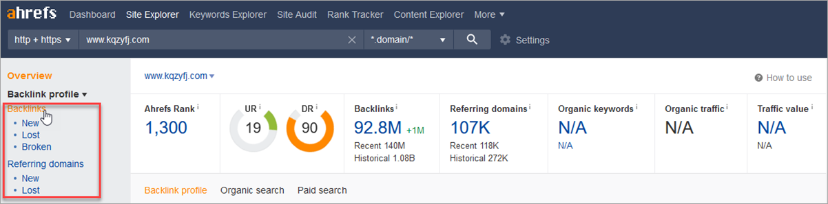 Ahrefs Backlink Profile