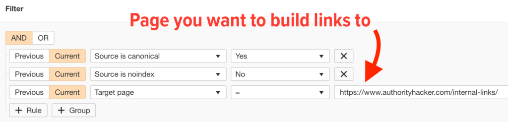 Ahrefs Internal Linking Settings