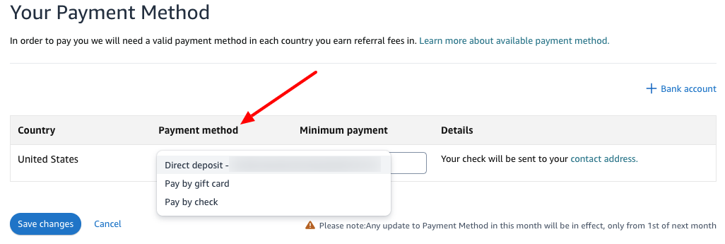 amazon associates payment methods