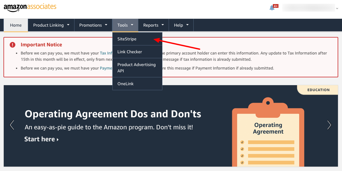 amazon associates sitestripe