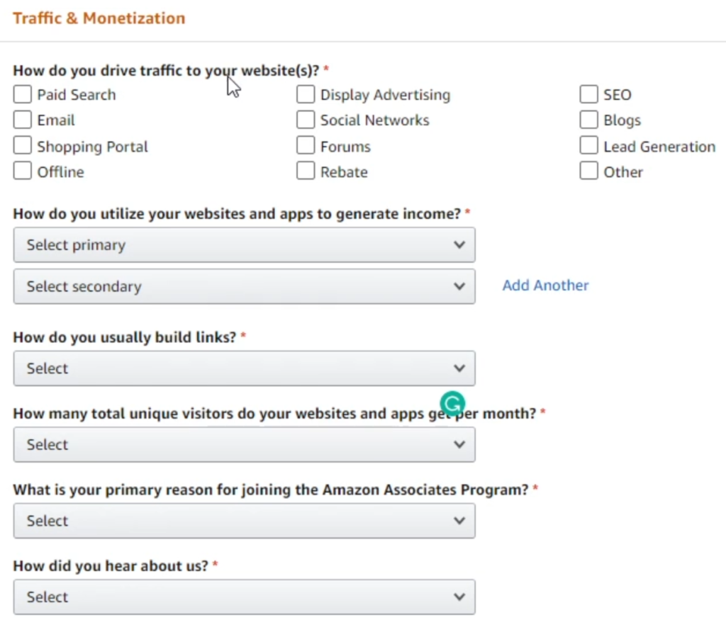 Amazon Associates Traffic Monetization