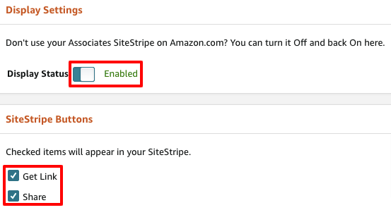 amazon sitestripe display settings