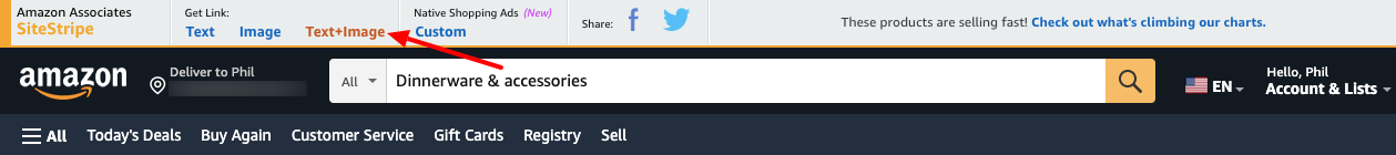 amazon sitestripe text image link