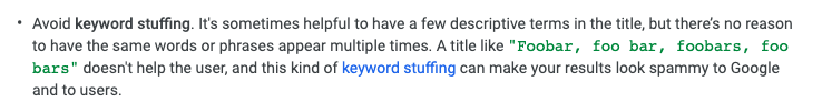 Avoid Keyword Stuffing