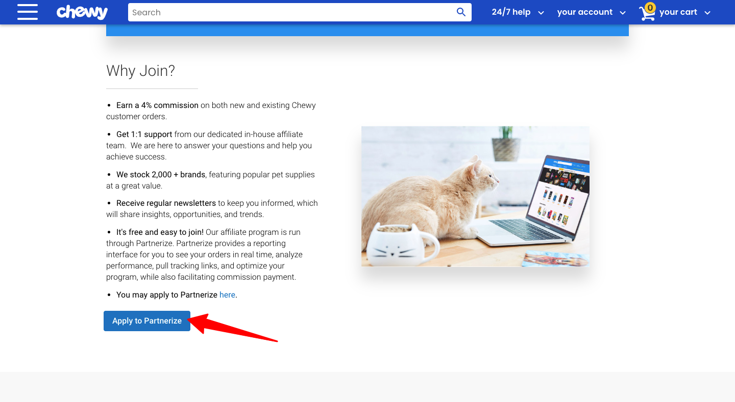 chewy affiliate page