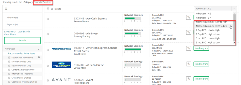 Cj Advertisers Category Search