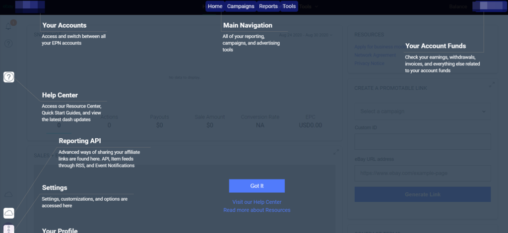Ebay Affiliate Dashboard
