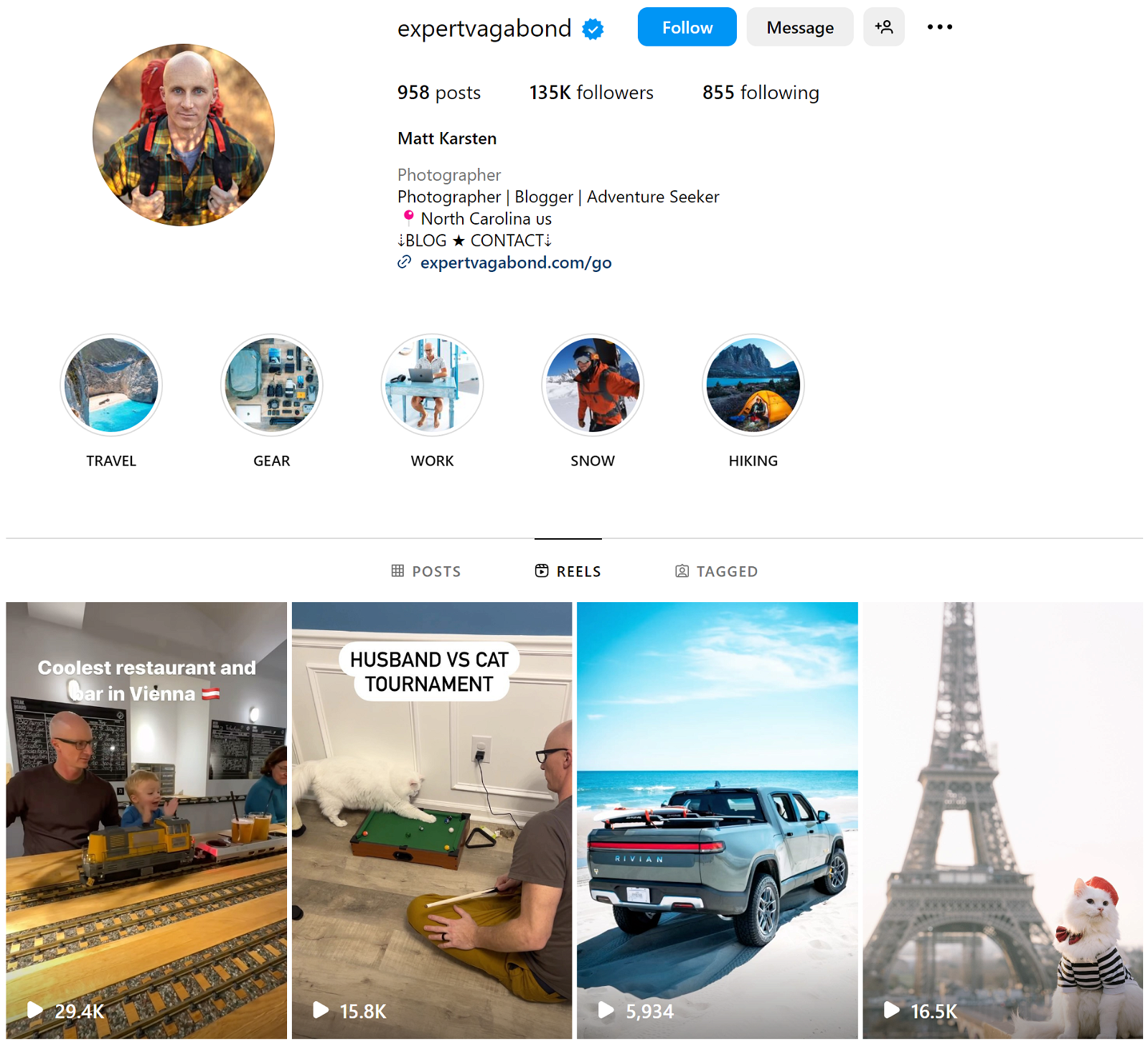 expert vagabond instagram profile