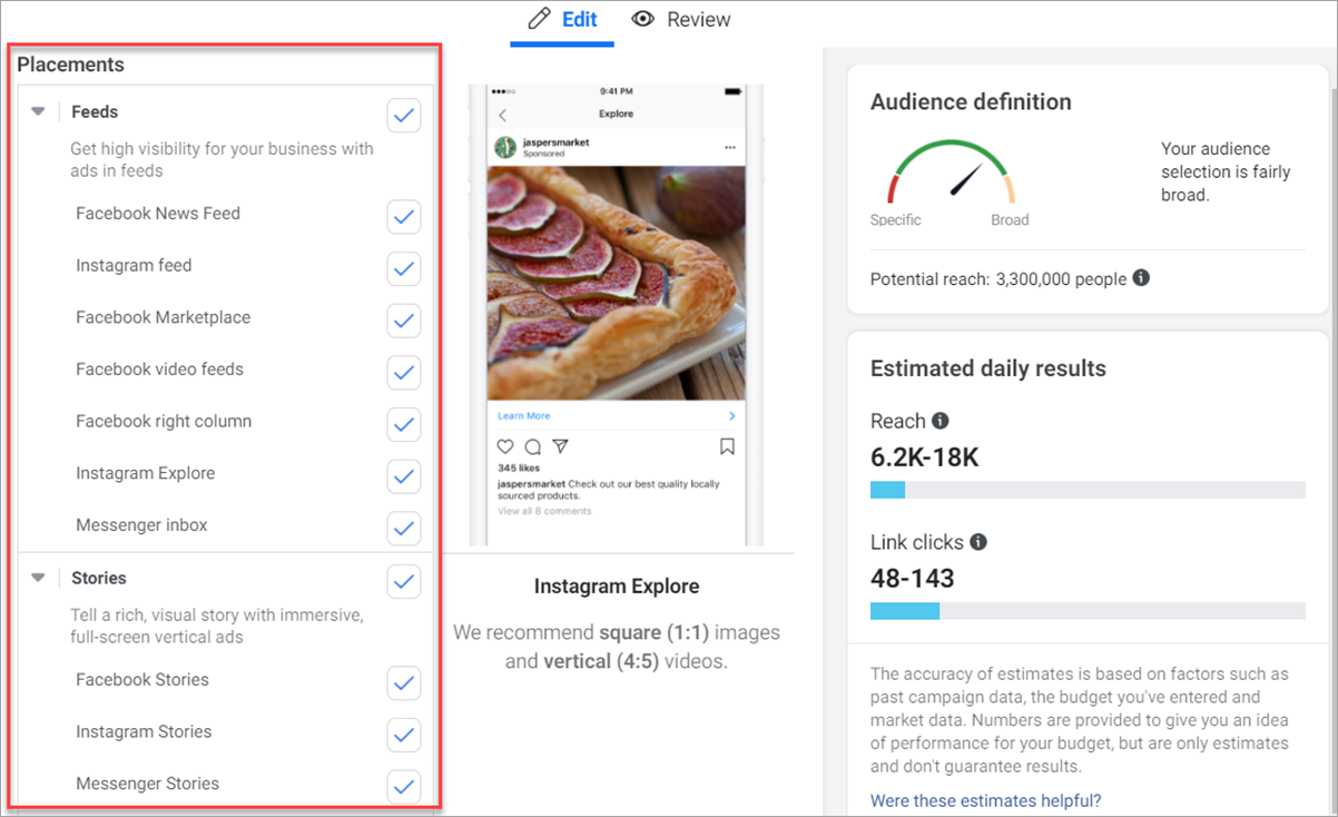 Facebook Mobile Ads Placements