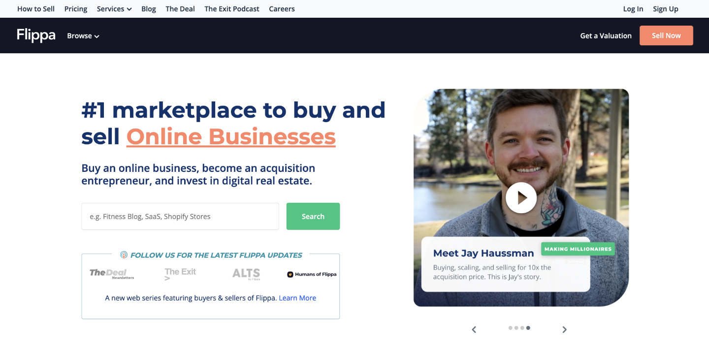Flippa's website