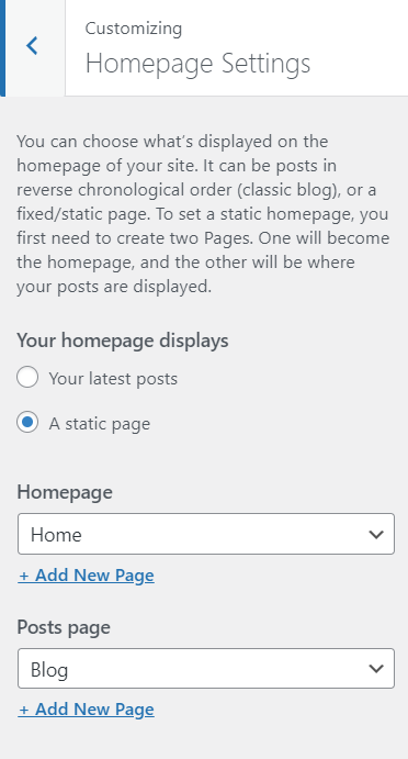 Generatepress Homepage Settings