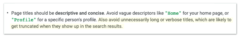 Google Recommends Descriptive And Concise Page Titles