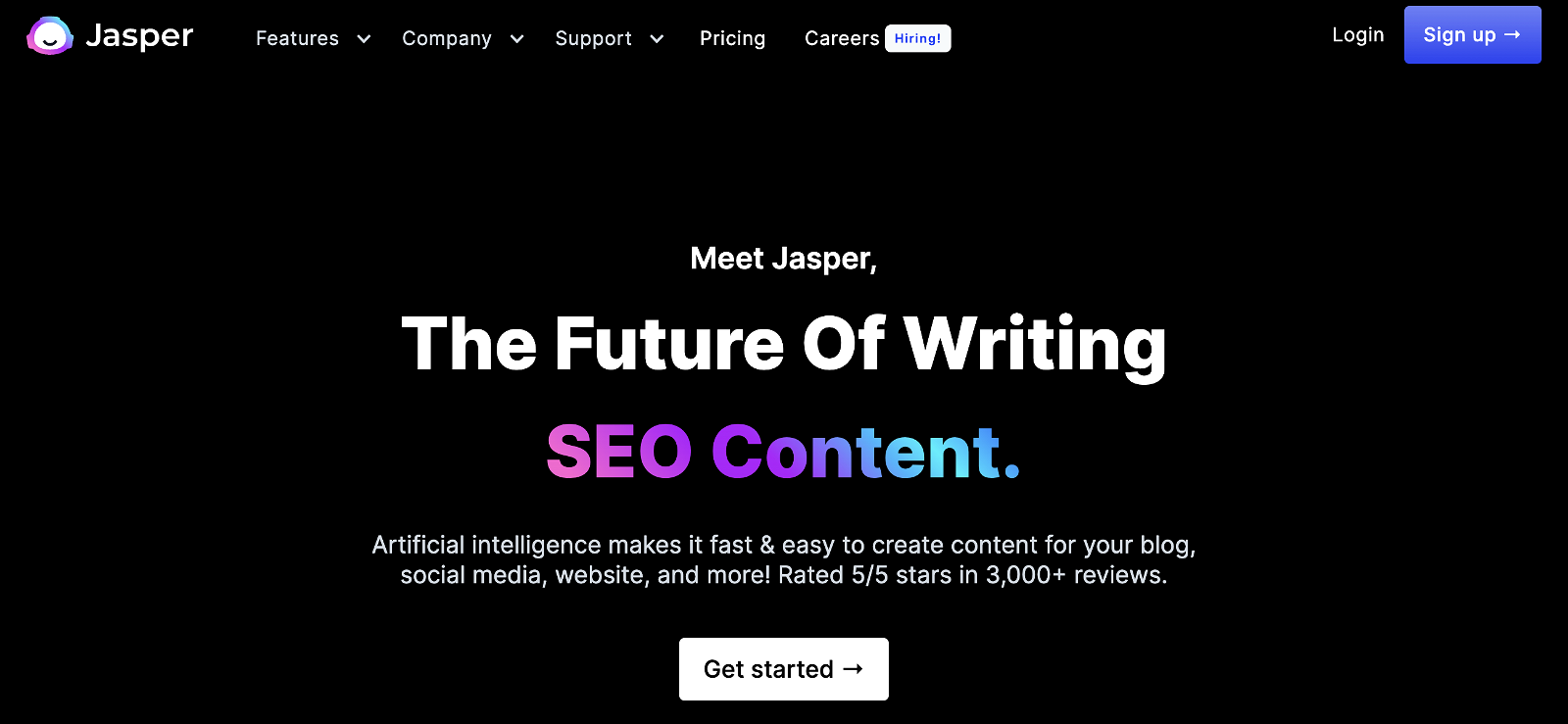 A screenshot of Jasper's website