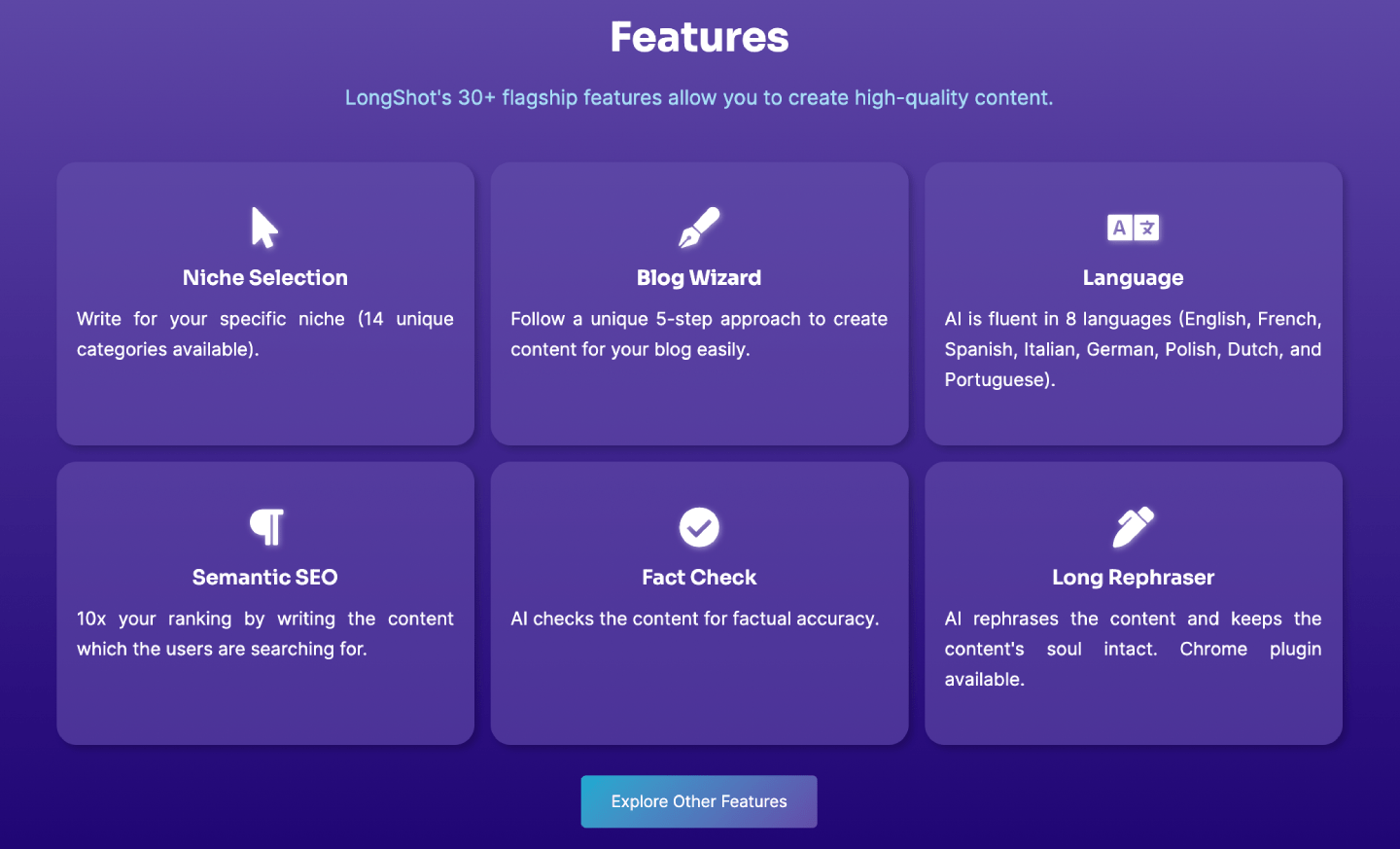 Longshot's Features