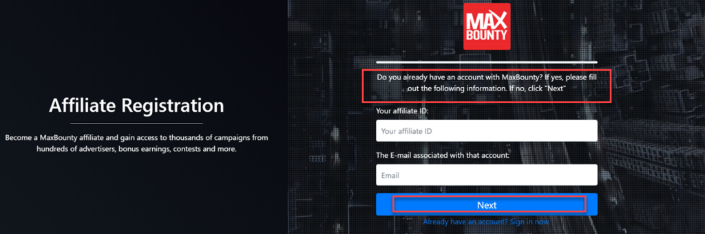 Maxbounty Affiliate Registration