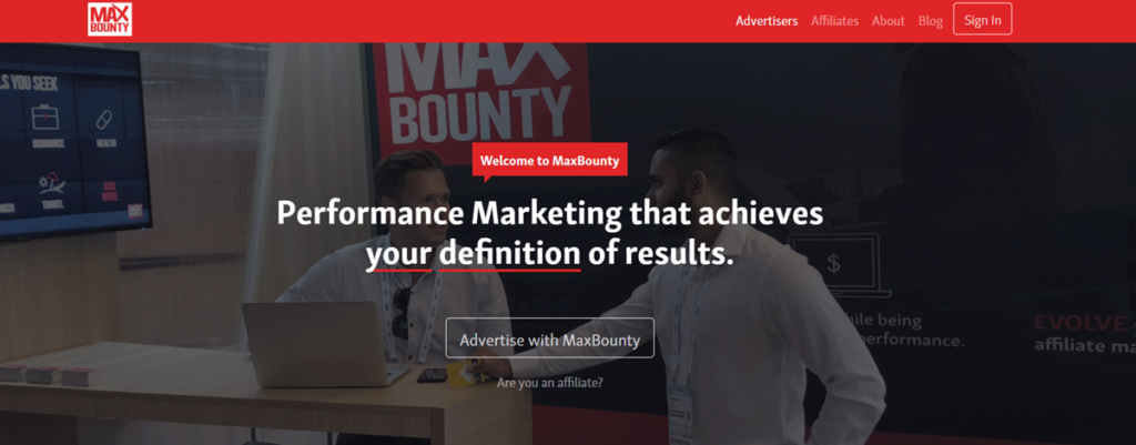 Maxbounty Homepage Screenshot