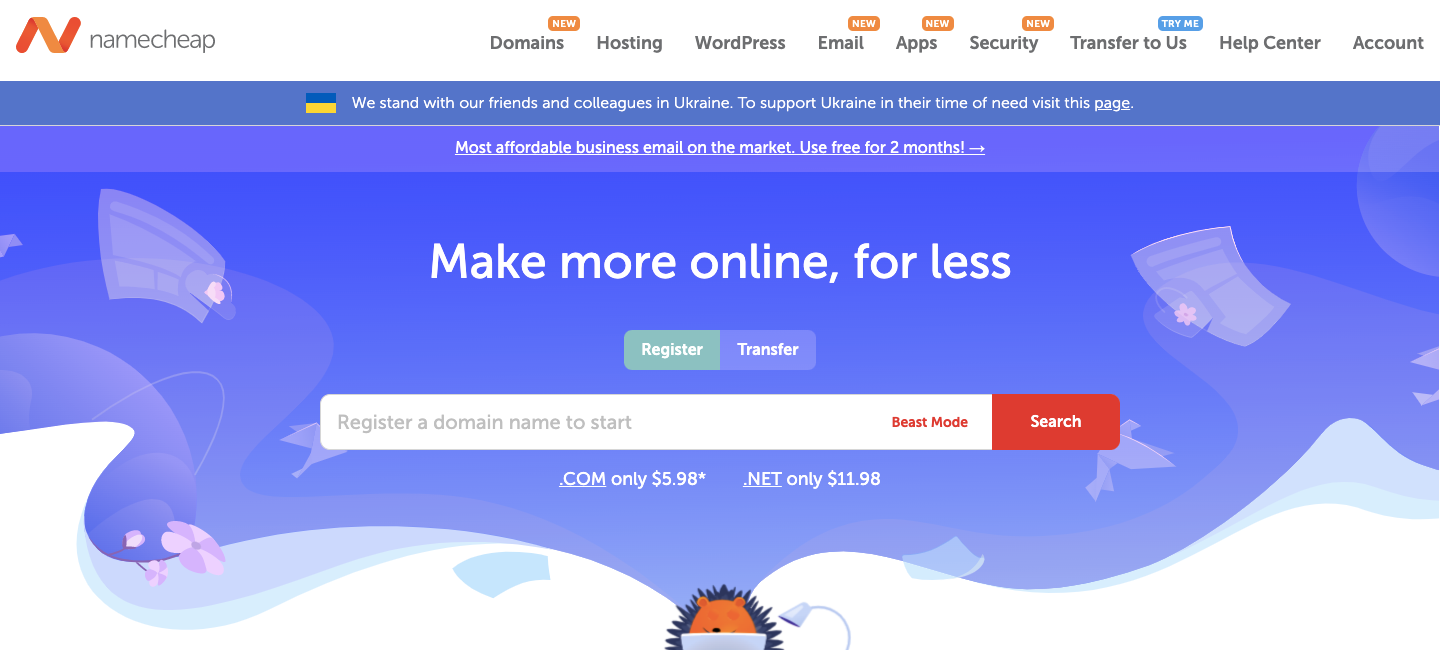 Namecheap Homepage