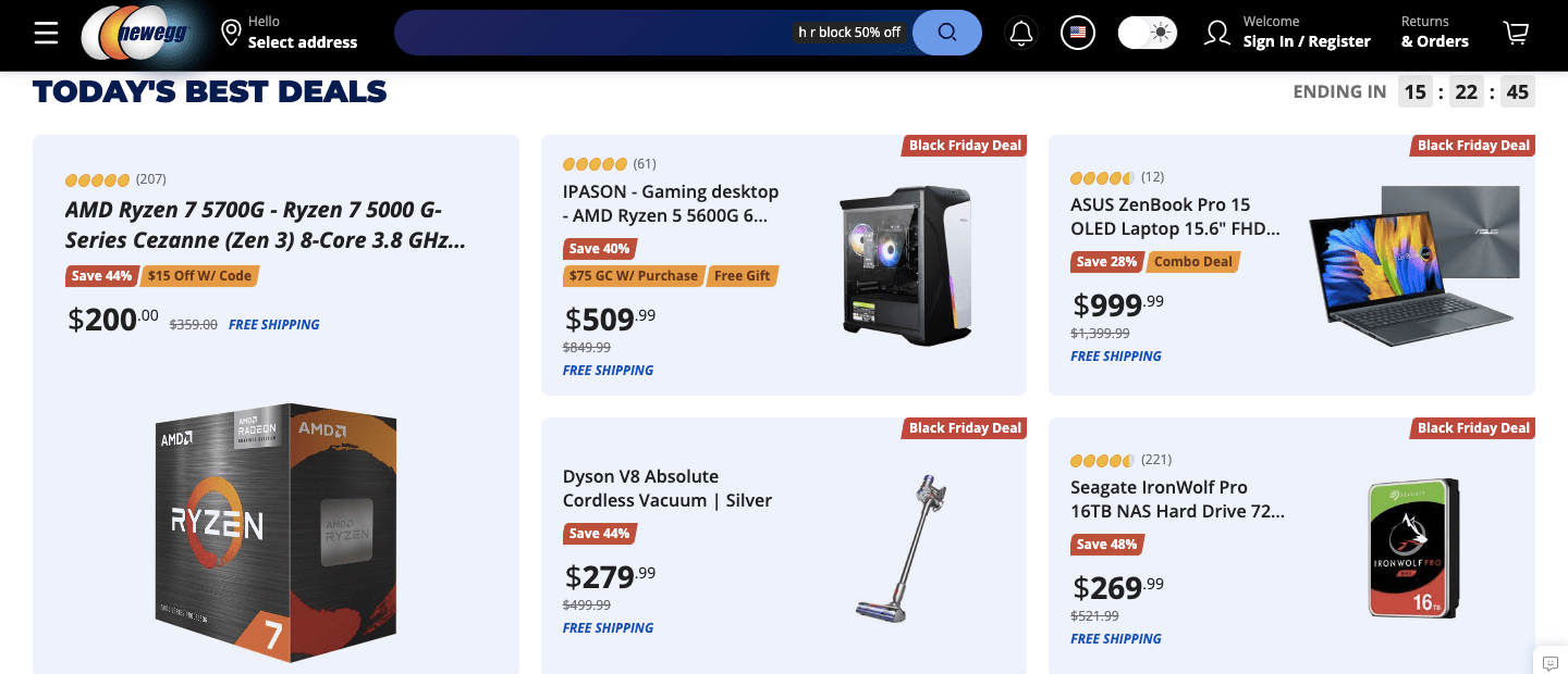 newegg homepage