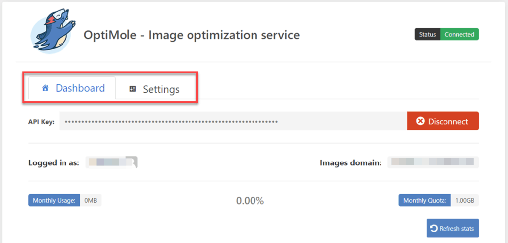 optimole account setup