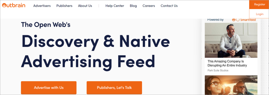 Outbrain Homepage Screenshot