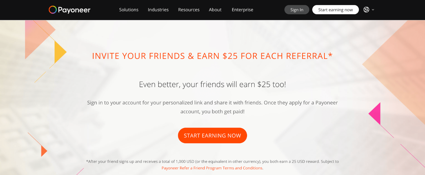 payoneer referral program