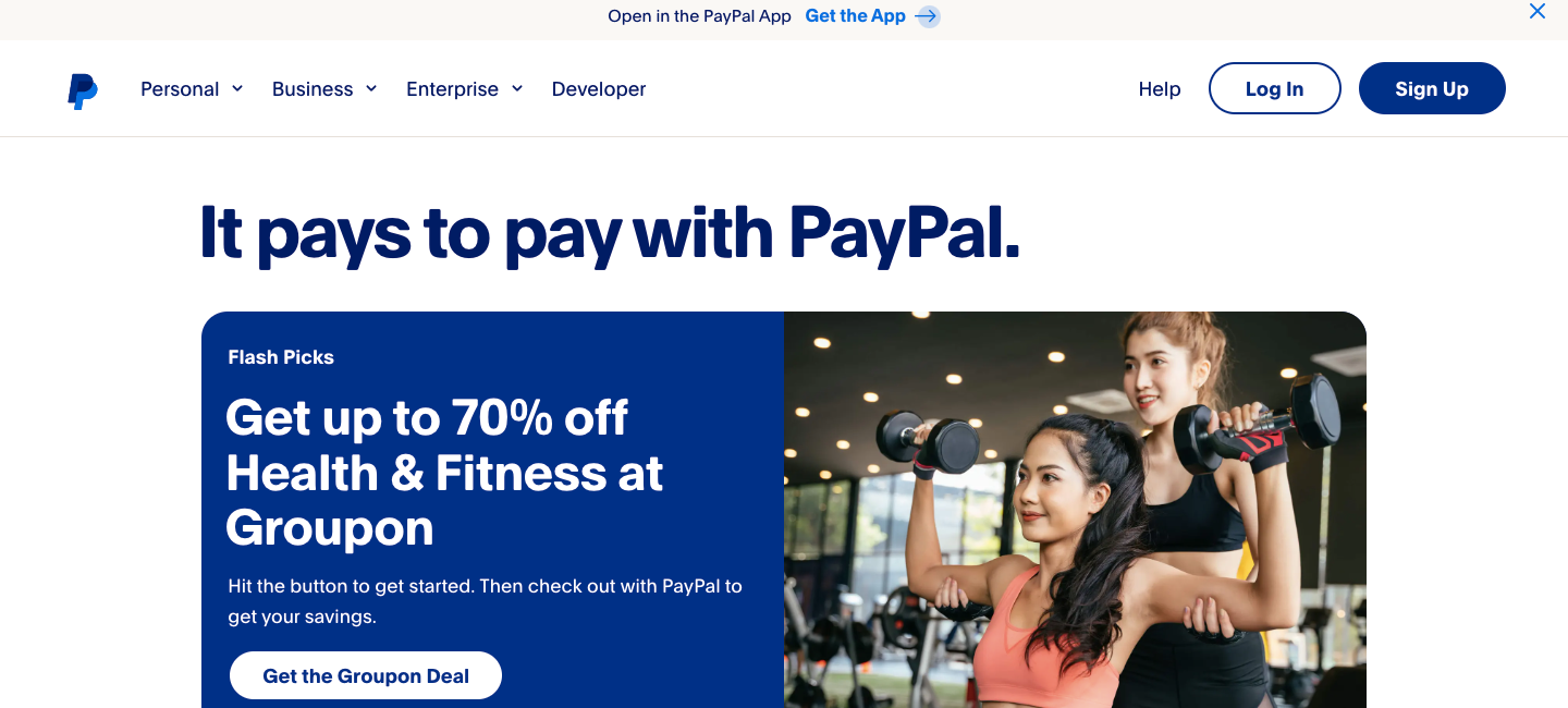 paypal homepage screenshot