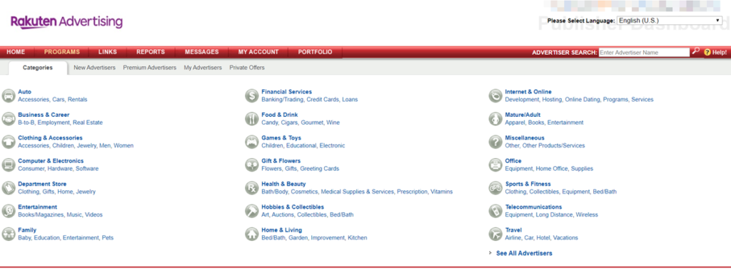 Rakuten Advertising Categories