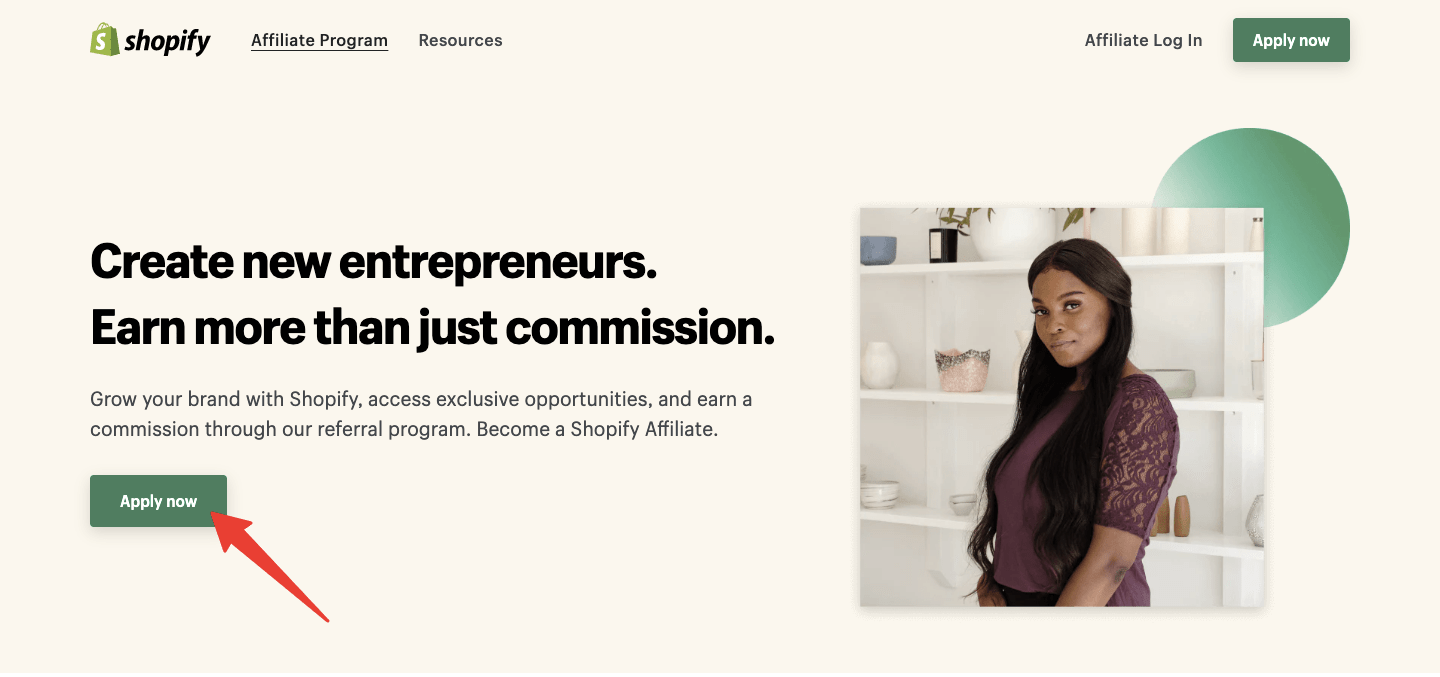 Shopify Affiliate Program Application Button