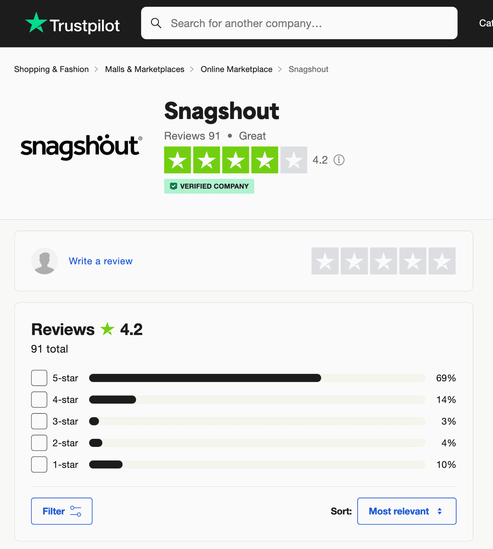 snagshout trustpilot