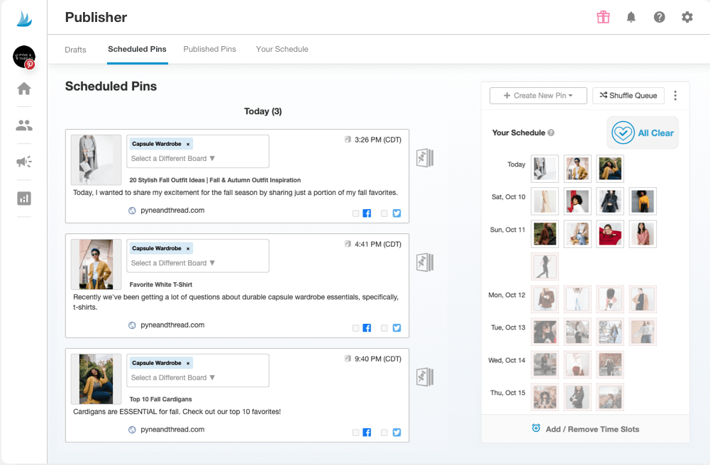 tailwindapp pin scheduler