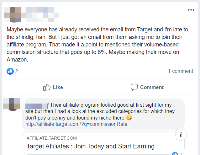 target affiliate program structure comment