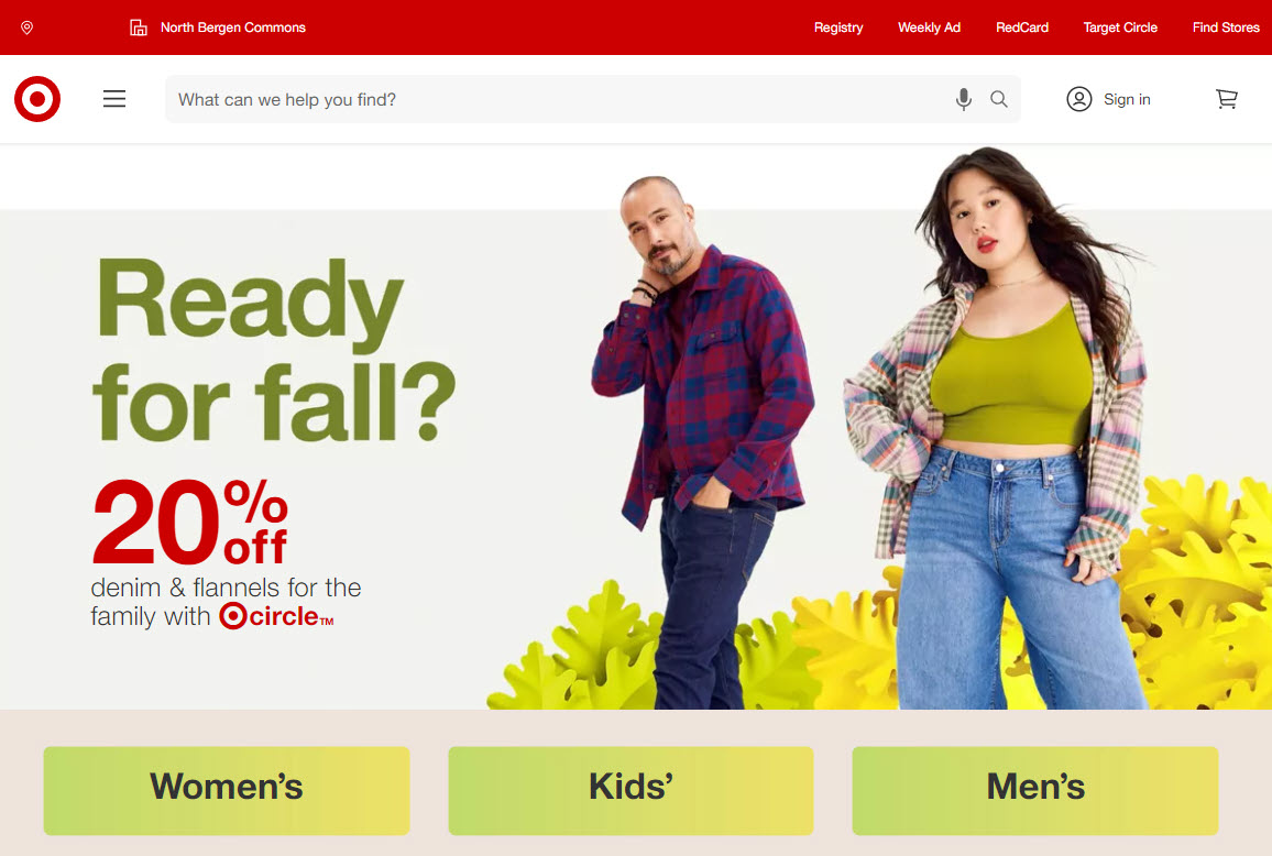 Target homepage