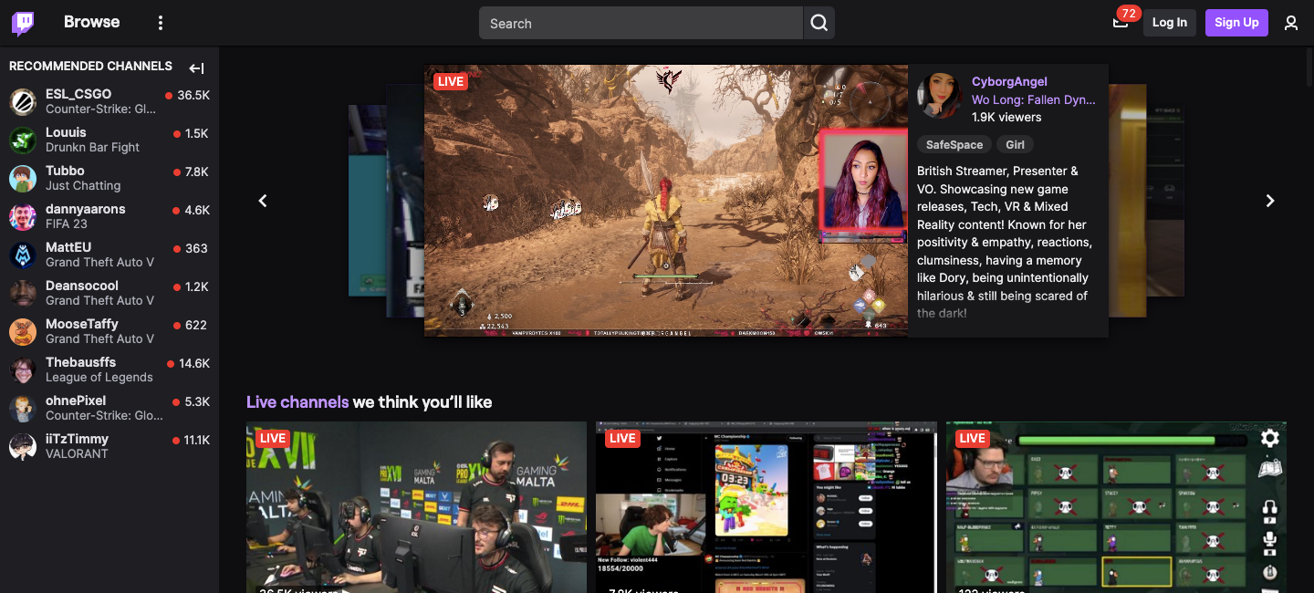 twitch homepage