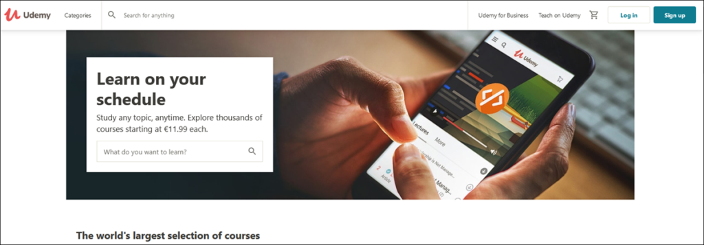 Udemy Homepage Screenshot