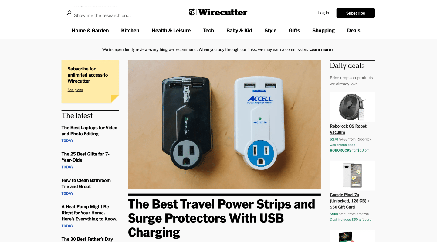 wirecutter homepage