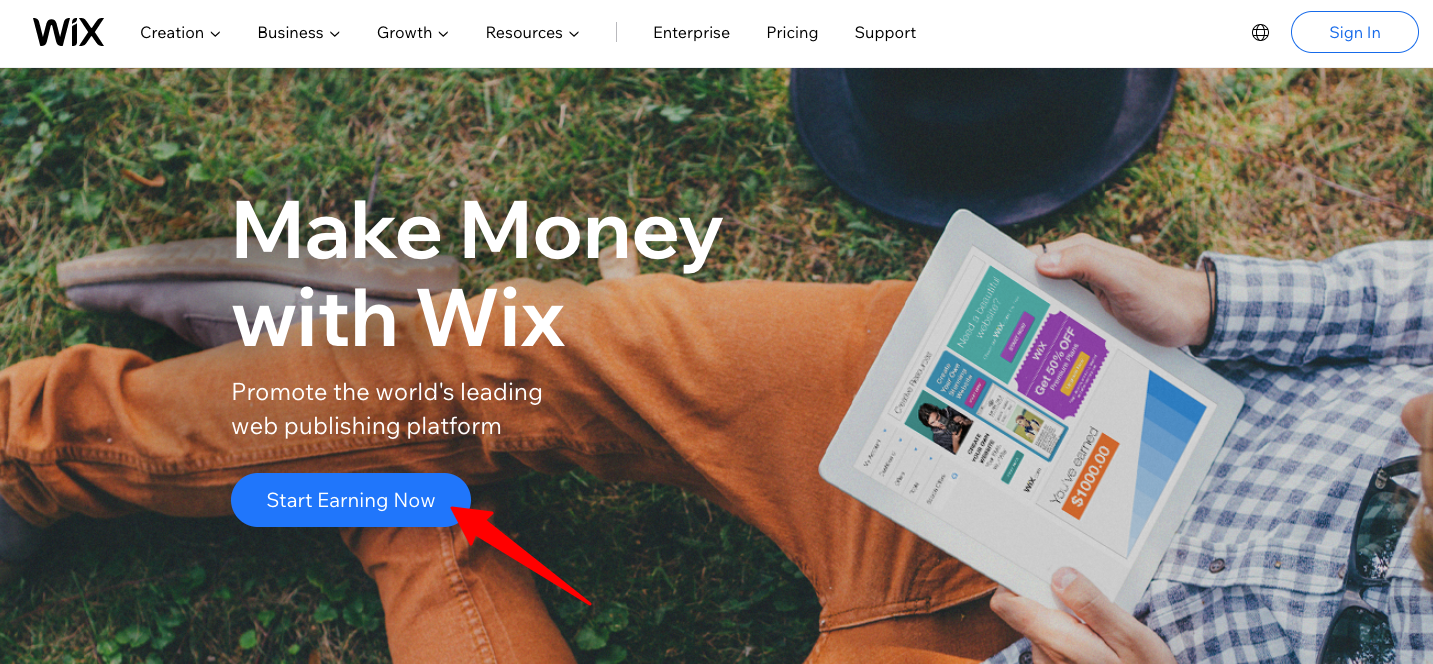 Wix Affiliate Program Signup