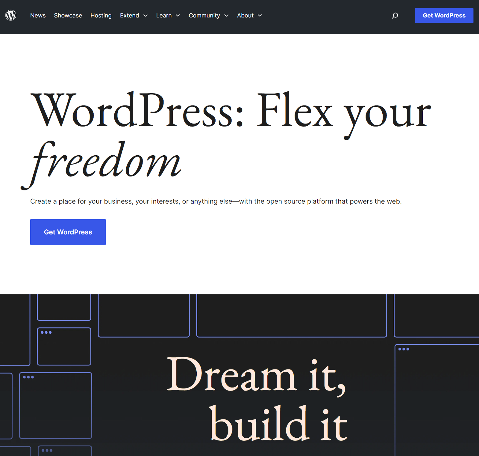 WordPress homepage