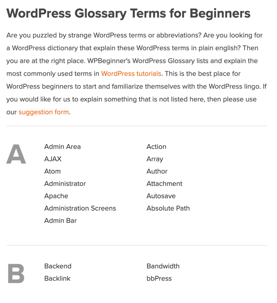 Wpbeginner Glossary